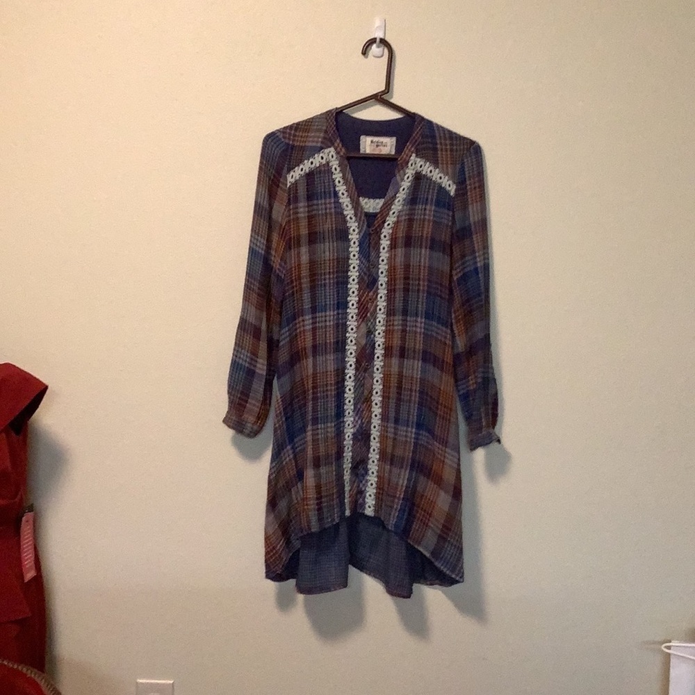 Anthropology Holding Horses Women’s Plaid Anita tunic top bohemian‎ dress